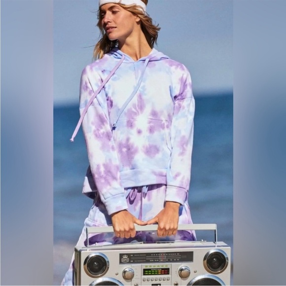 Free People Movement Work It Out Tie Dye Hoodie Blue Purp Size XS $78 Retail NWT - Picture 6 of 10